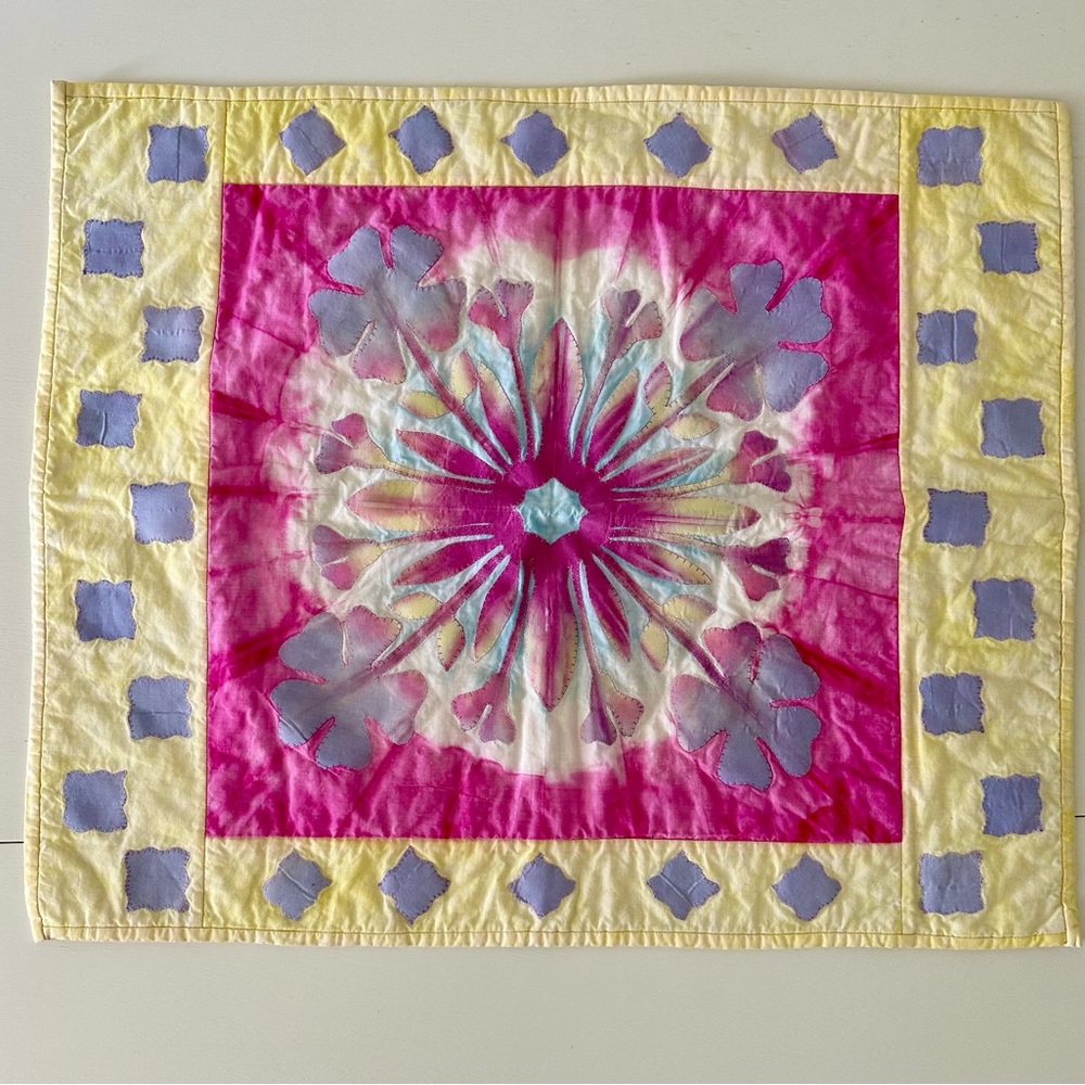Vibrant Tie-Dye quilt sample tapestry 23 X 28